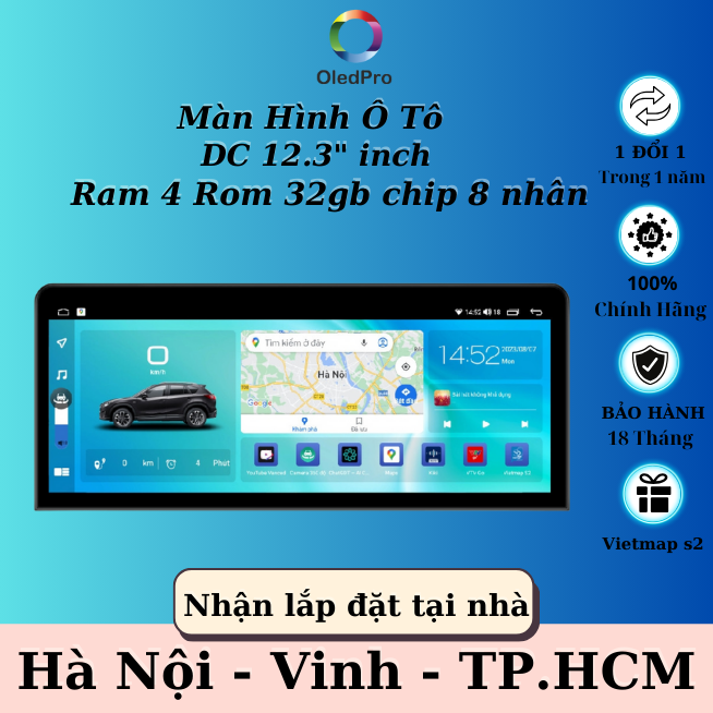 Màn hình android ô tô dc premium 12.3 inch phiên bản cao cấp, lỗi 1 đổi 1