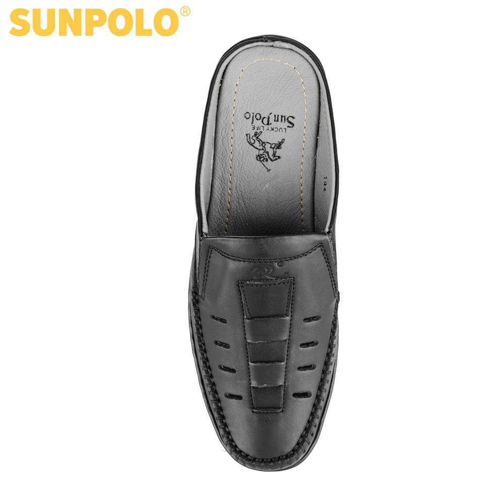 Dép sapo nam da bò SUNPOLO SPO194 (Đen) Có size 44