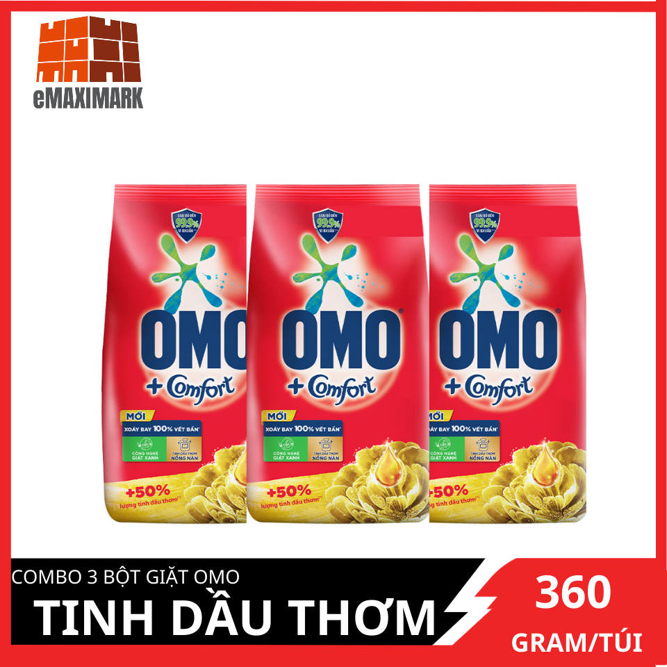 Combo 3 bột giặt omo tinh dầu thơm túi 350g