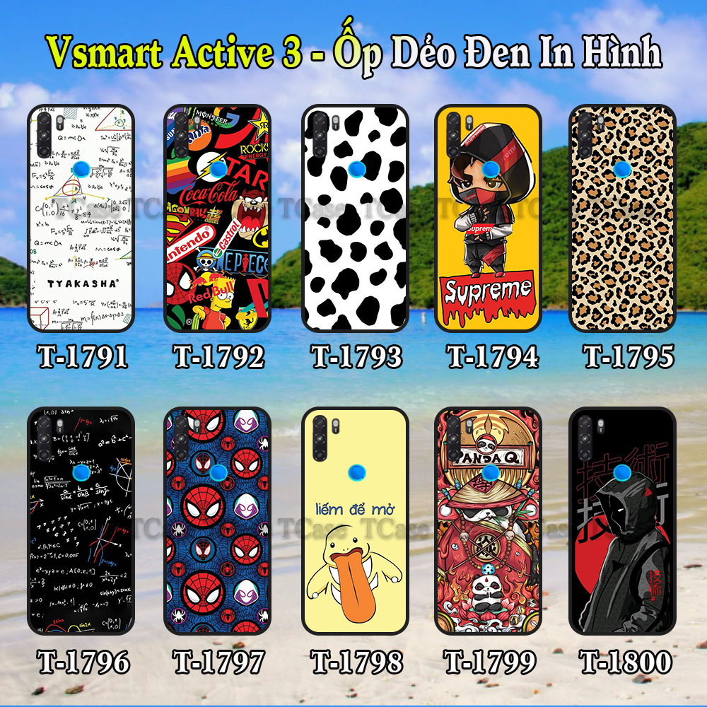 Ốp lưng Vsmart Active 3 dẻo đen in hình Nhiều Mẫu Phần A
