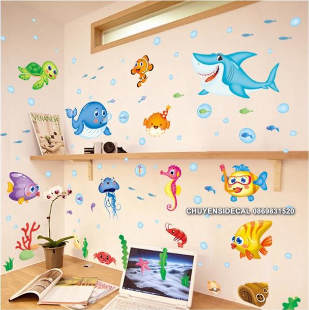 [HCM]Decal trang trí tường - Cá Mập Đại Dương 02