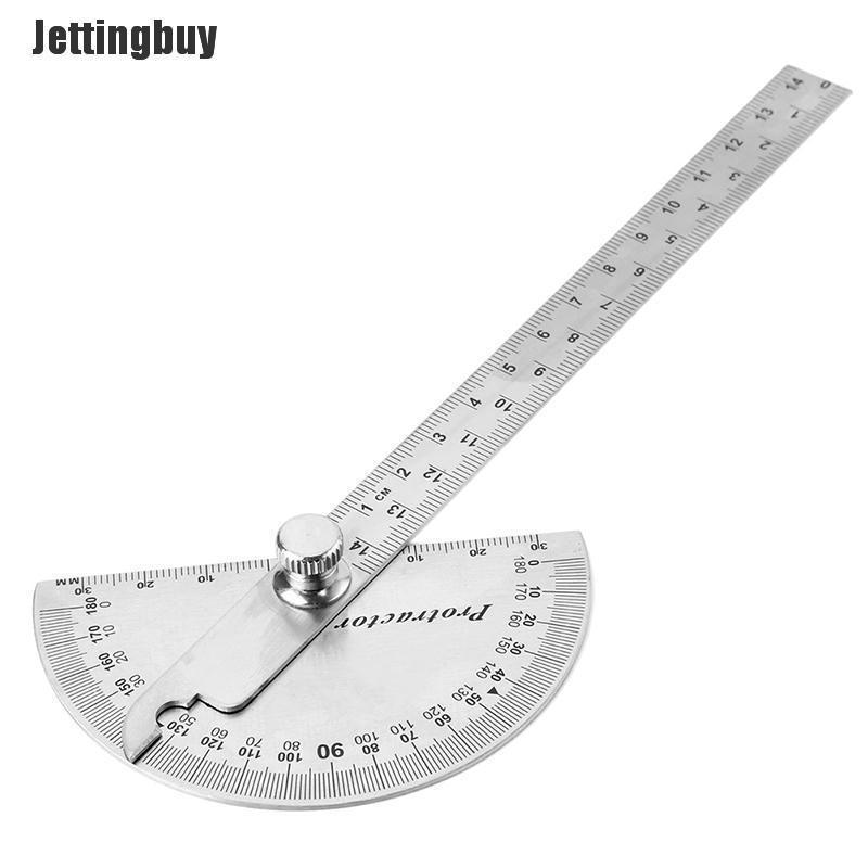 Jettingbuy 15cm 180 Degree Adjustable Protractor multifunction stainless steel angle ruler