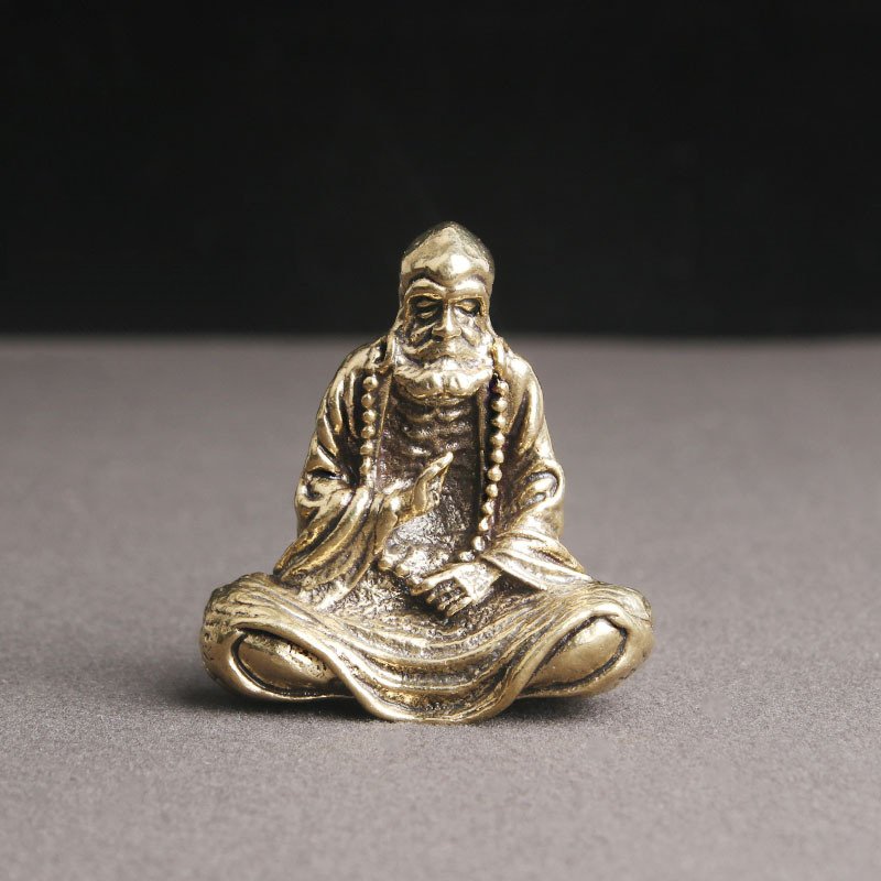 Tượng Nhỏ Bằng Đồng Hình Bồ Đề Đạt Ma Ngồi Thiền (Kích Thước: 5.1 x 4.7cm)