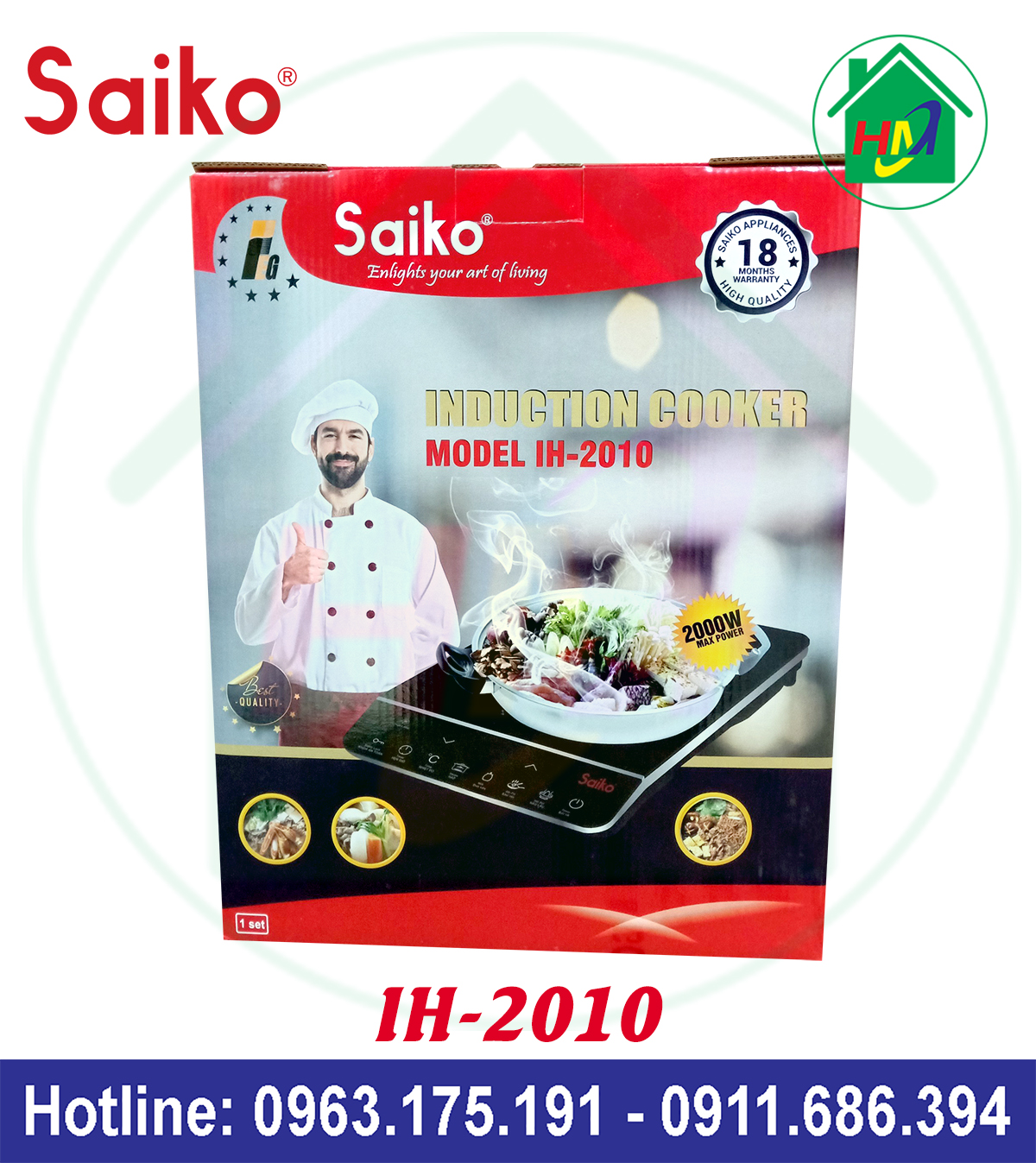 Bếp Điện Từ Cảm Ứng Saiko IH-2010