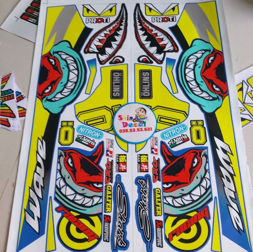 Tem xe wave nhỏ (wave zx) cá mập