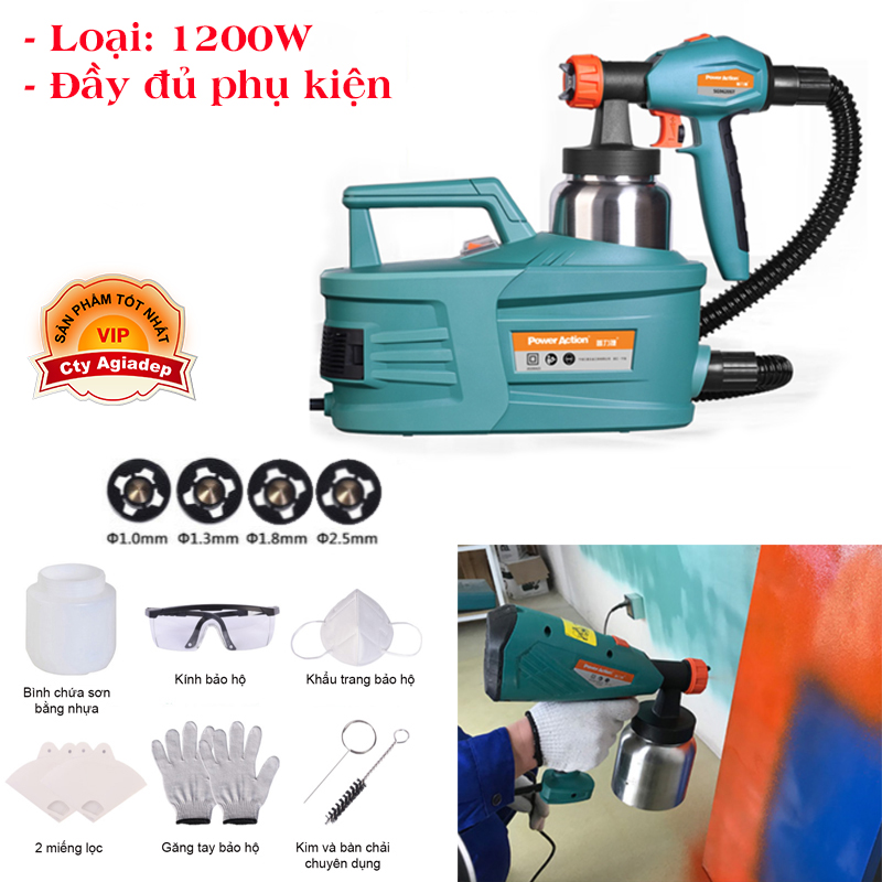 Máy phun sơn điện tử PowerAction 4 Đầu Bec Phù hợp mọi Loại Sơn
