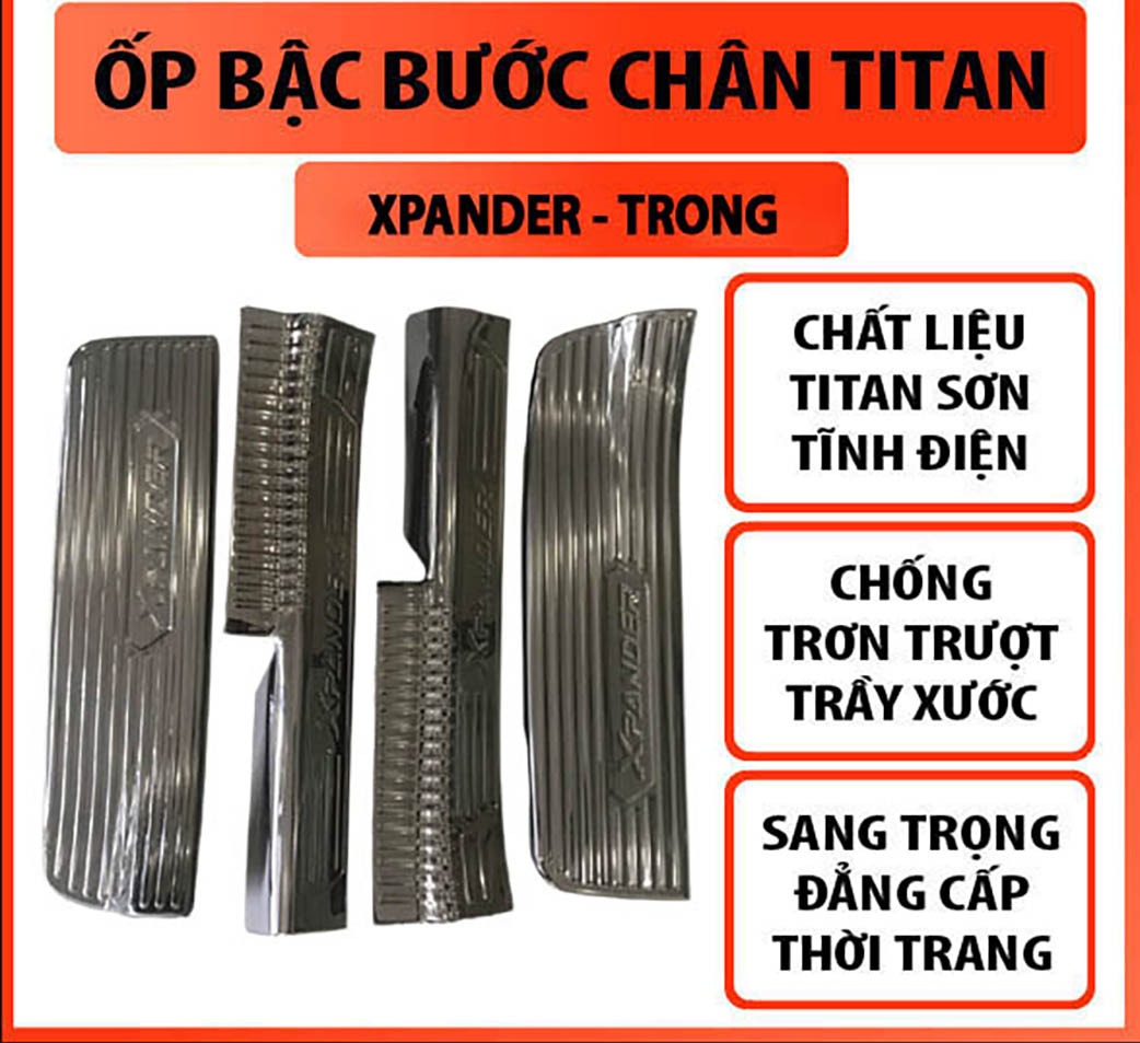 Ốp bậc cửa - nẹp bước chân xe mitsubishi xpander 2018-2020 trong và ngoài mẫu titan
