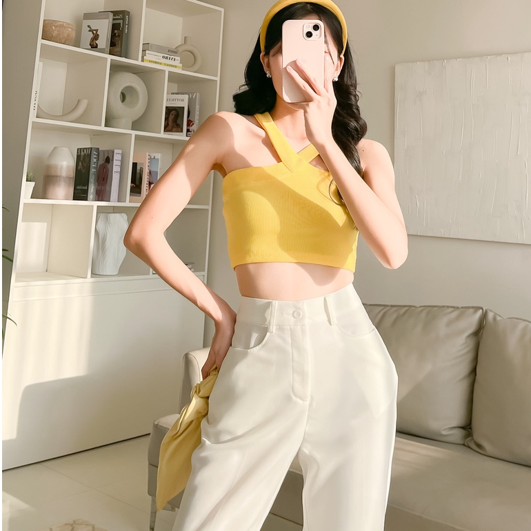 Áo Croptop Bunny Tank Top cổ chéo Miều Est.2013