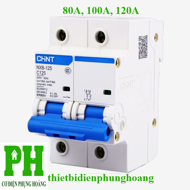 Aptomat - MCB CHINT 2 Pha (80A, 100A, 125A) loại NXB-125 10KA [CHÍNH HÃNG] [GIAO NHANH]