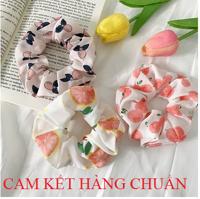 Cột Tóc Scrunchies Hoa Quả Đáng Yêu