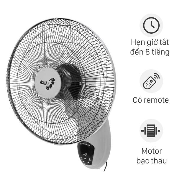 Quạt treo tường Asia VY377 điều khiển từ xa hàng chính hãng | Quạt Asia 3 cánh 55W điều khiển từ xa hẹn giờ tắt
