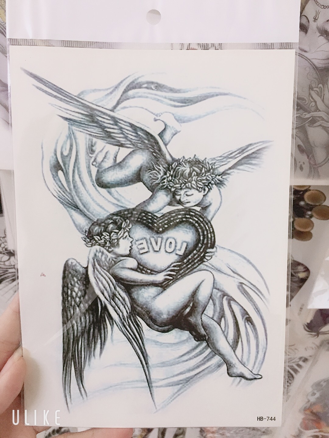 Hình xăm dán tạm thời xăm bắp thiên thần  ( kích thước 15x21cm)