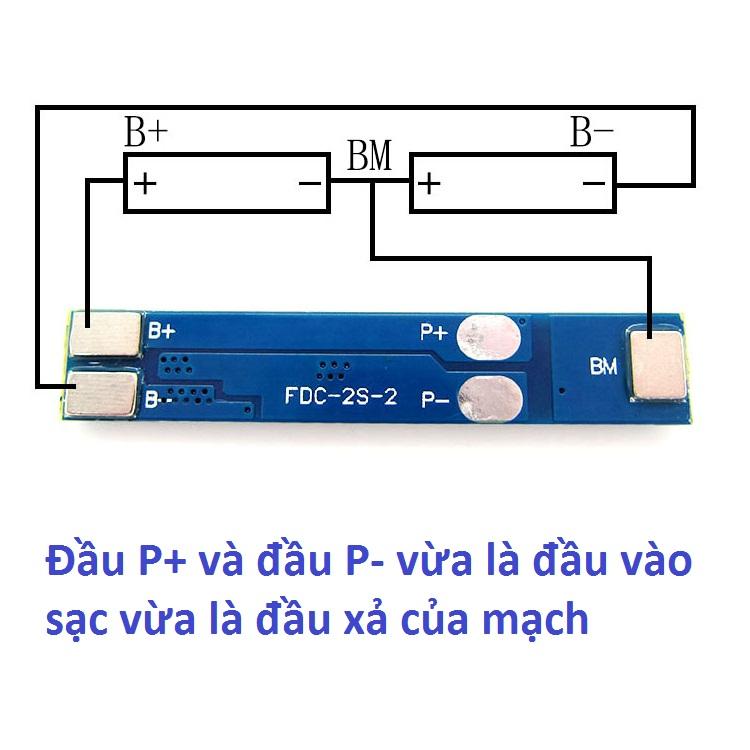 Mạch bảo vệ sạc pin 2 cell 18650- 8.4V - 3A