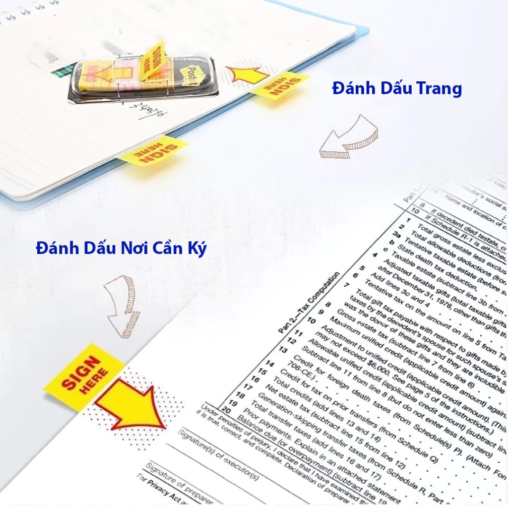 Giấy Note Đánh Dấu Trang Deli A101, Giấy Nhớ Sign Here Nhựa Plastic