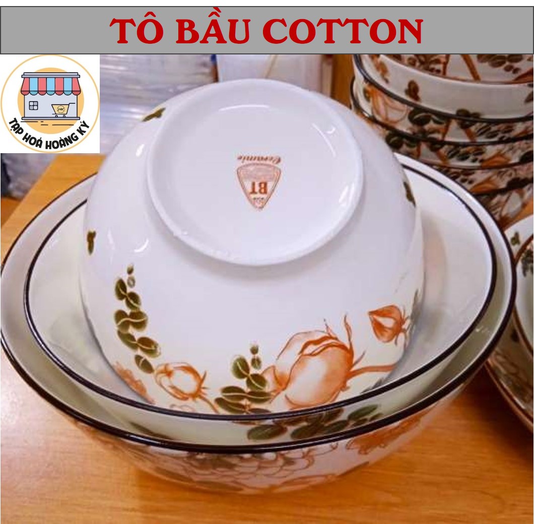 Tô bầu gốm sứ hoa văn Cotton - ĐK 15CM (CỠ 6)
