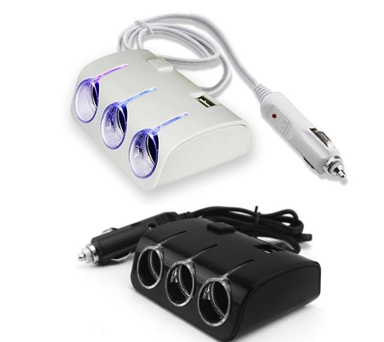 Bộ chia tẩu ô tô ra 3 cổng tẩu và 2 cổng usb