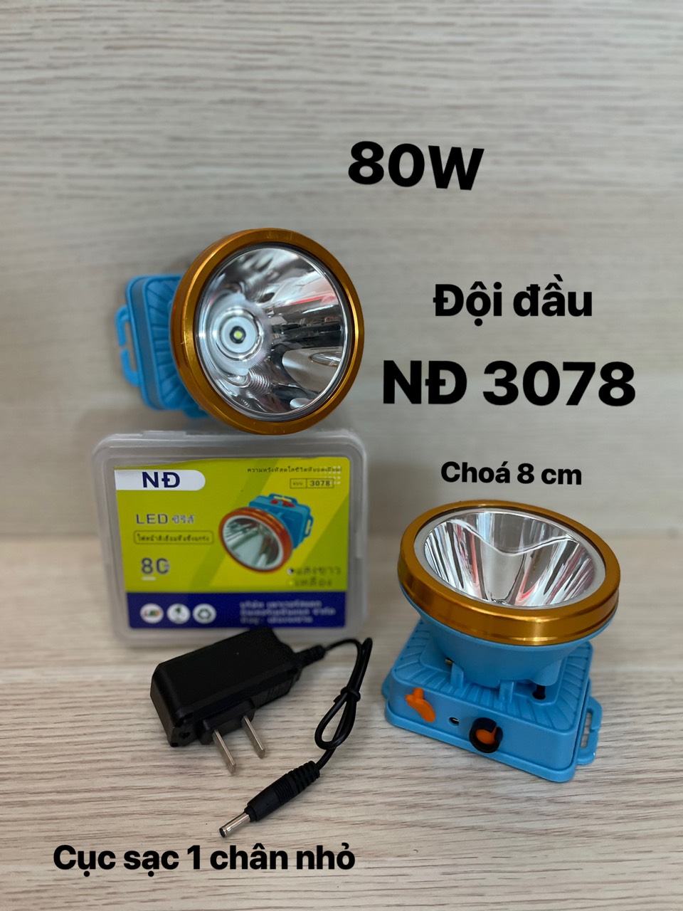 Đèn pin đội đầu siêu sáng chóa 8cm nđ 3078