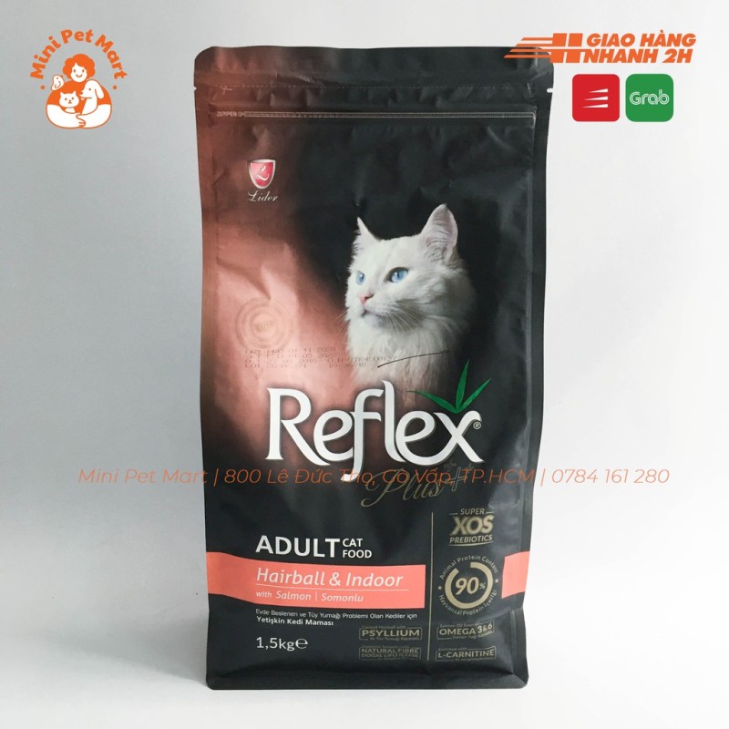 Thức ăn hạt cho mèo ngăn ngừa búi lông REFLEX PLUS 1,5kg - Vị cá hồi