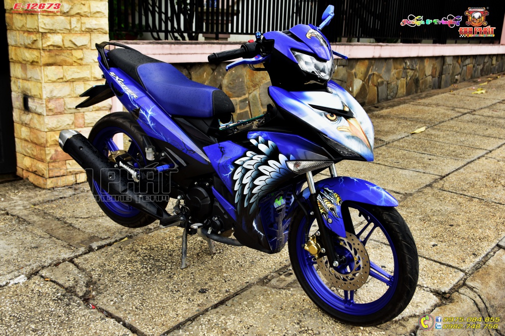 Tem trùm exciter 150 đại bàng xanh trắng - e-12673