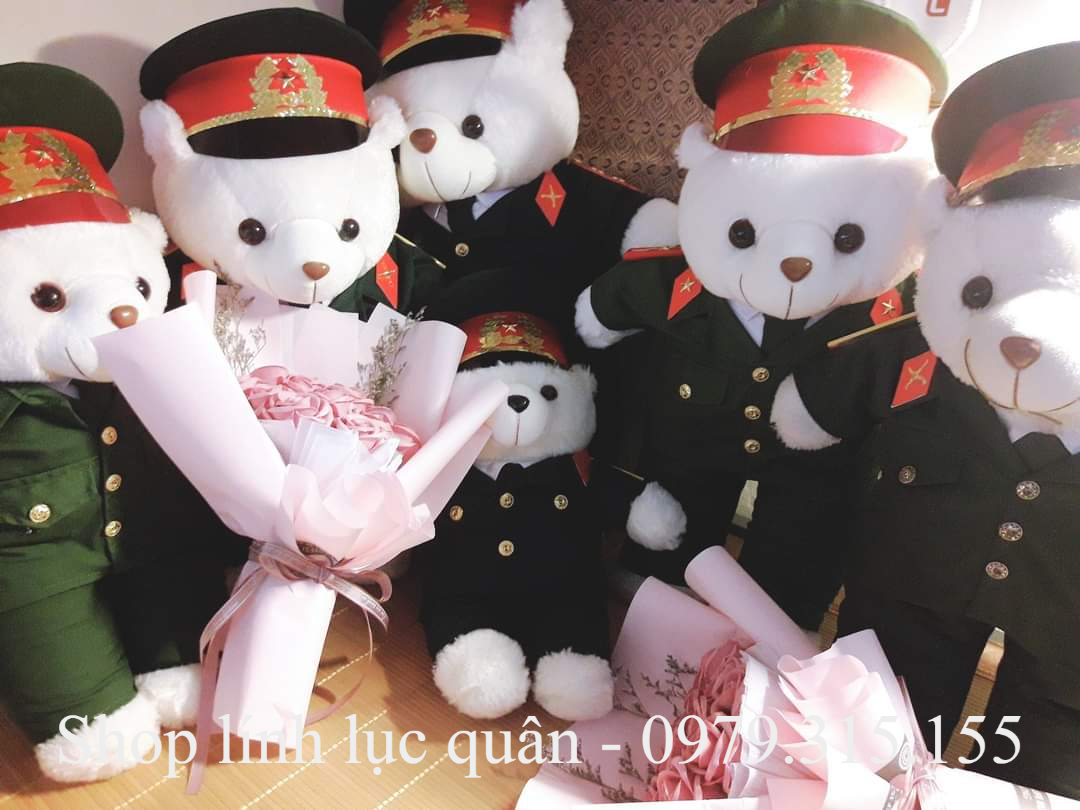GẤU BÔNG MẶC ĐỒ LÍNH LUC QUAN 55cm