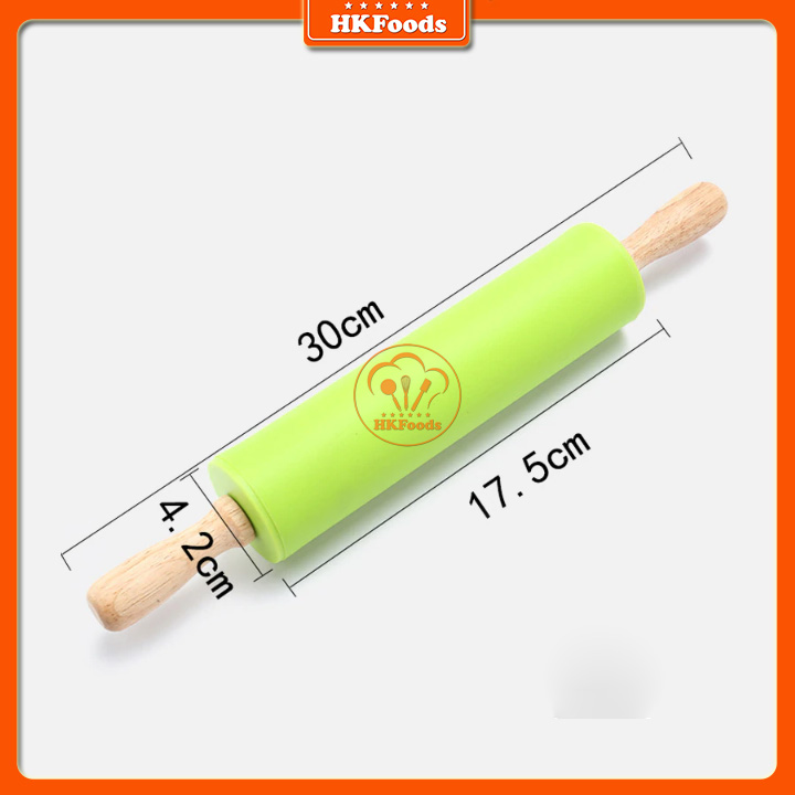 Cán Lăn Bột Silicon/Rolling Pin Có Trục Xoay 30cm