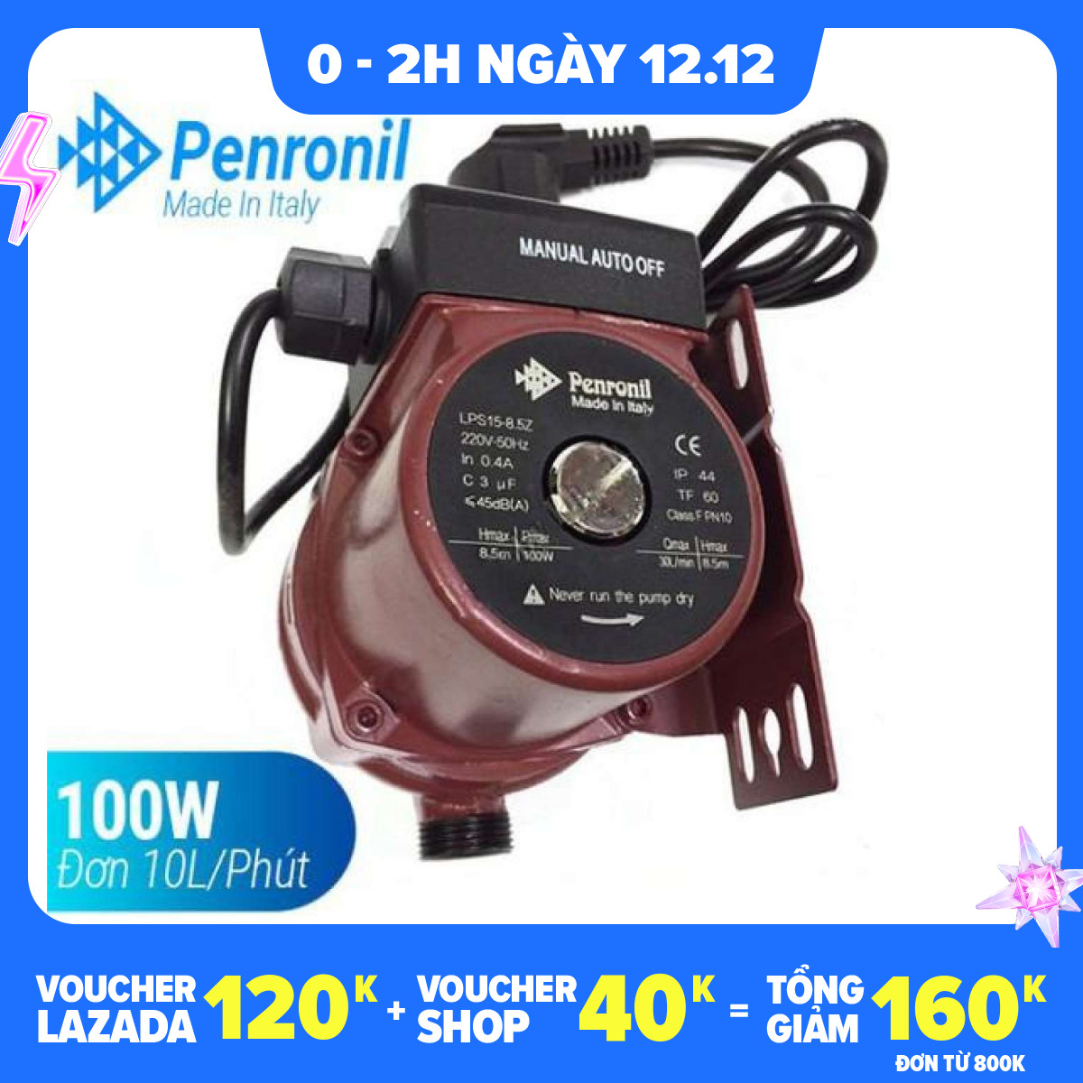 Máy bơm tăng áp Italita Penronil - HÀNG SẢN XUẤT TẠI Ý BẢO ĐẢM MỚI 100- - BẢO HÀNH 6 THÁNG