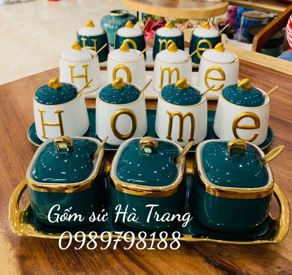 Bộ hũ gia vị gốm sứ hàng nhập