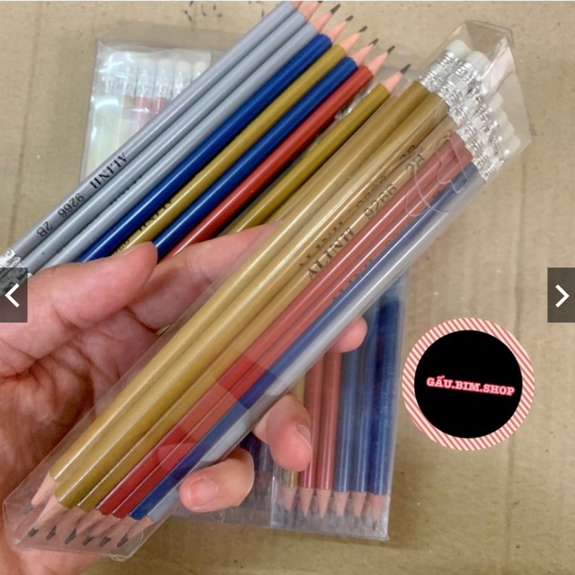 [Giá Sỉ] Búi chì gỗ 2B Alinh (Hộp mica 12 chiếc)