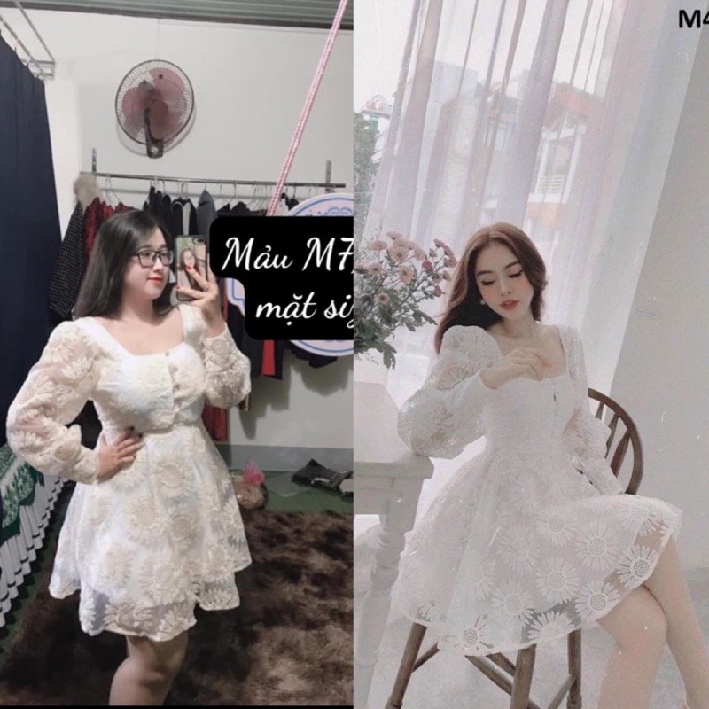 [HCM]Đầm Ren Hoa Cúc #Bigsize 60KG Đến 90KG