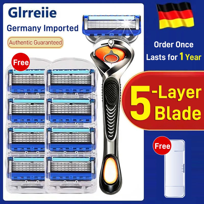 5 layers razor head holder razor set 1 blade razor Holder + 8 blades replacement shaver head razor set