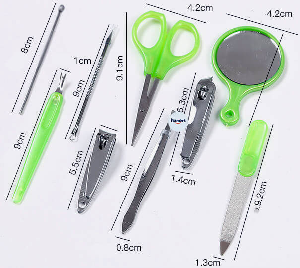 Bộ Dụng Cụ Làm Nail Apple Bộ Bấm Móng Tay 9 Món Quả Táo Kèm Gương Mini Cầm Tay Tiện Lợi