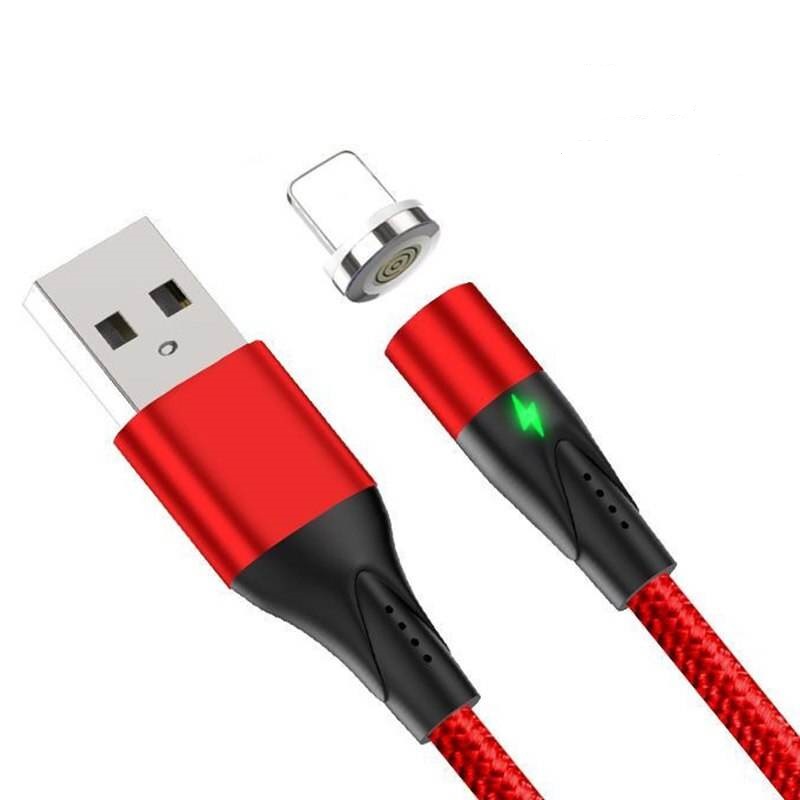 Magnetic Quick Charge 3A Cable, durable anti-broken charging cable with strong magnet head, 360-rotating multi-function 3-head fast charging cable