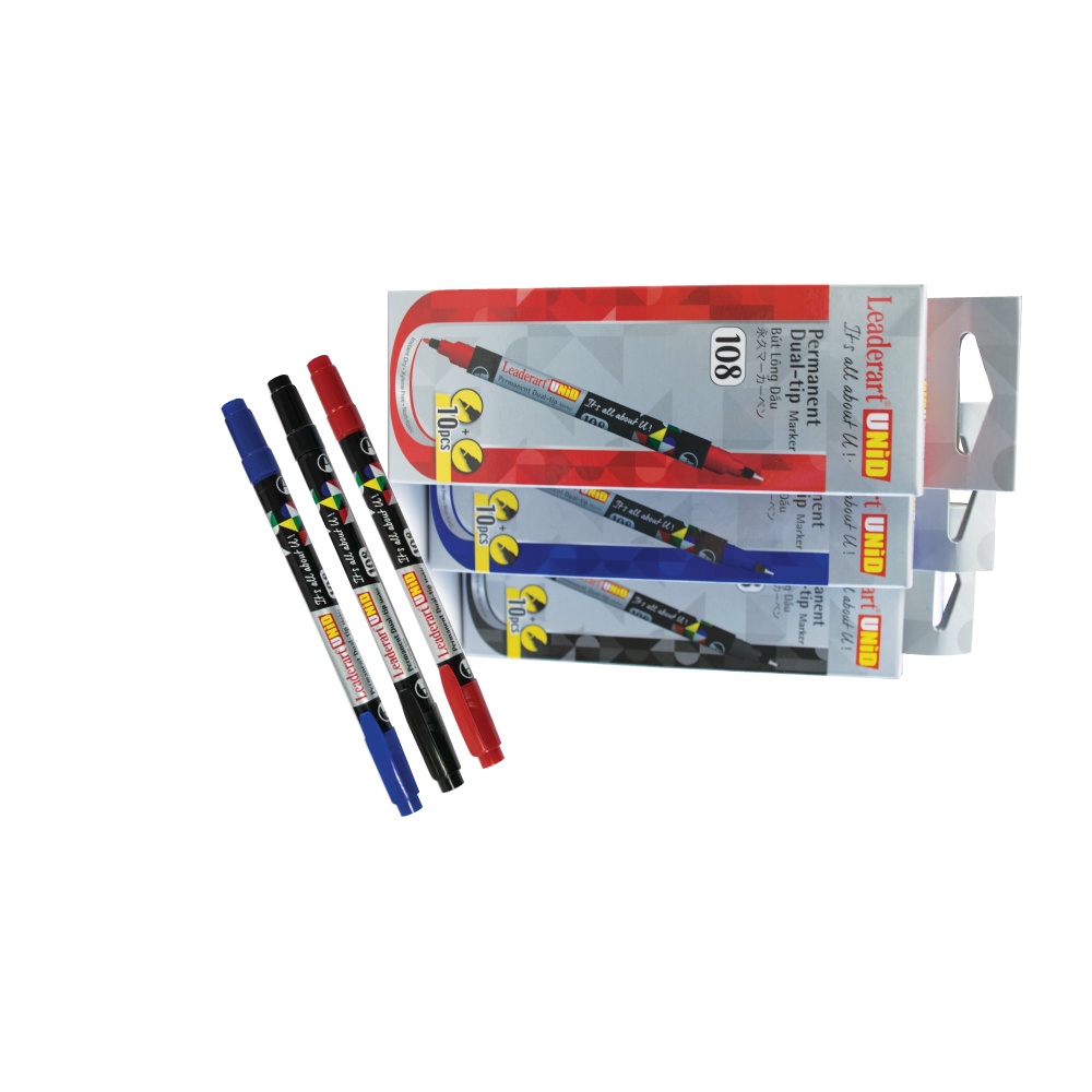 1 Chiếc Bút dạ kính 2 đầu Leaderart 108 (10/1440) -Xanh/Đen/ Đỏ (Chiếc)