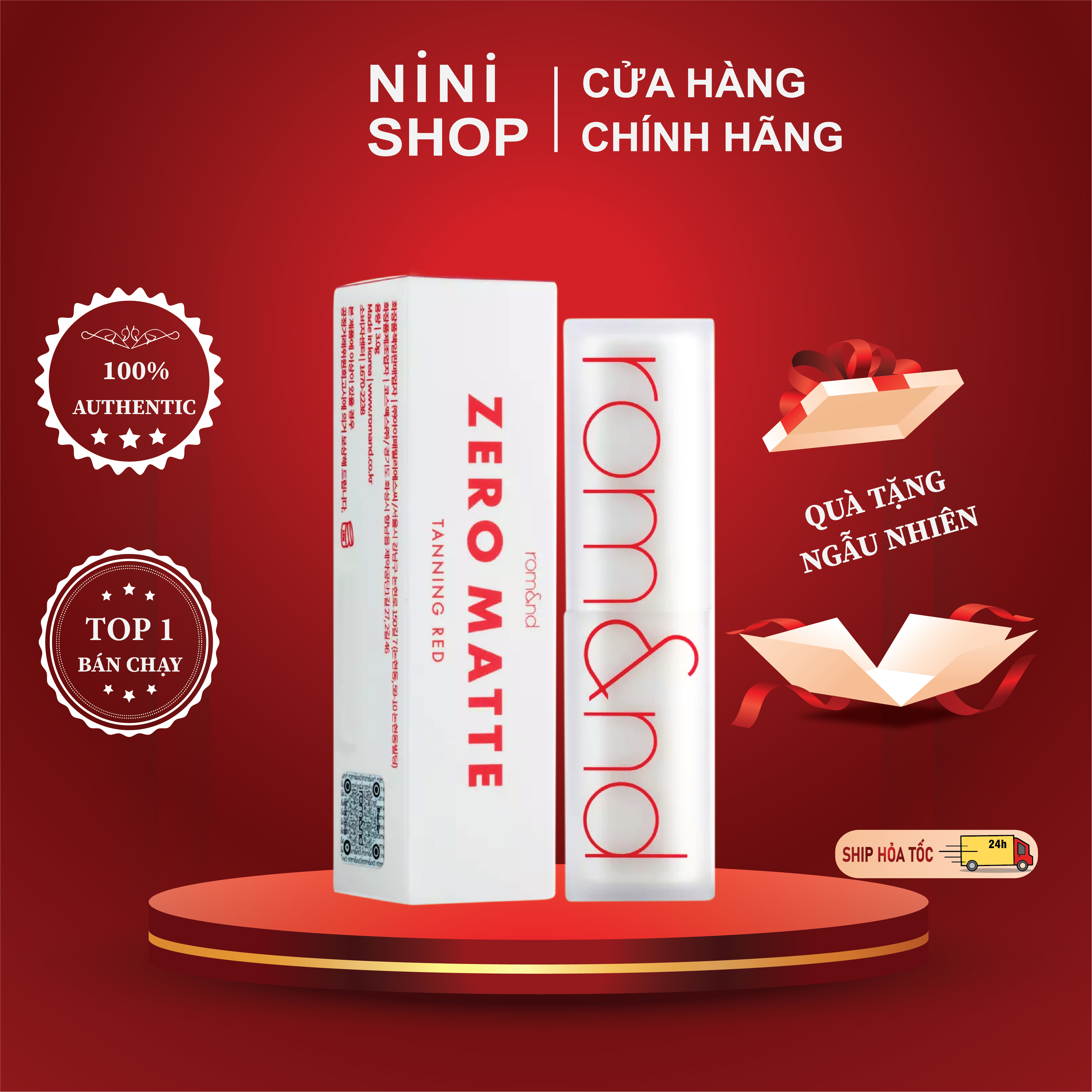 Son thỏi lì, siêu nhẹ môi và siêu xinh Romand Zero Matte Lipstick 3.0g - NiniShop