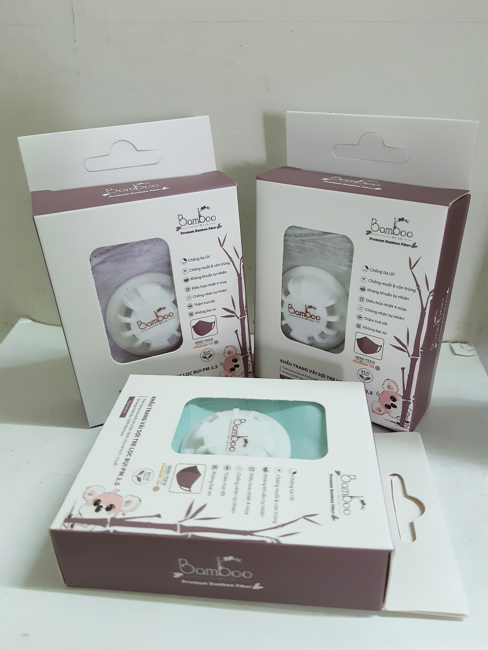 Khẩu trang trẻ em sợi tre có van khí