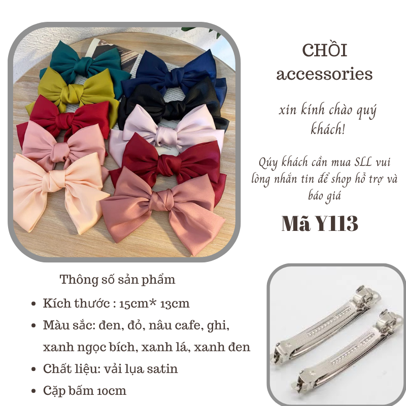 Cặp tóc nơ cặp tóc nữ lụa cặp tóc nữ tính tone màu trầm Hàn Quốc Y113