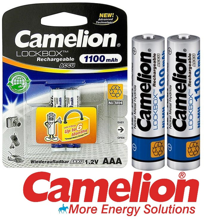 2 viên pin sạc AAA 1100mAh Ni-MH Rechargeable Battery 1.2V Camelion
