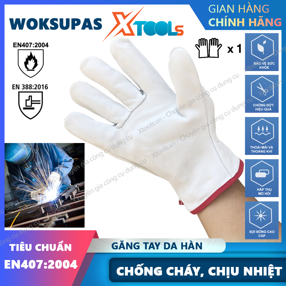 Gloves welding woksupas-welding gloves heat resistant-gloves leather welding TIG-pigskin bow grade high-precision (white short sleeve)