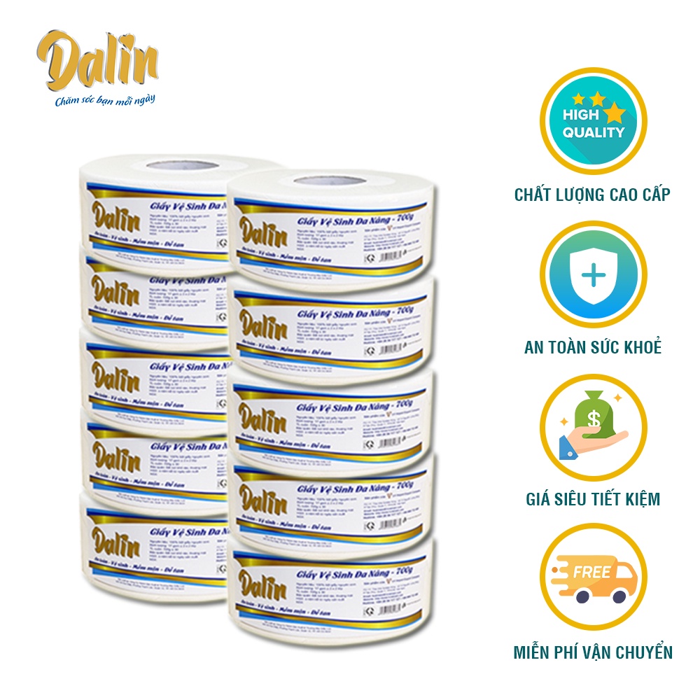 [COMBO NHÀ HÀNG, KHÁCH SẠN, QUÁN ĂN, CAFE CAO CẤP] - 4 GIẤY VỆ SINH CUỘN LỚN CAO CẤP 700G DALIN