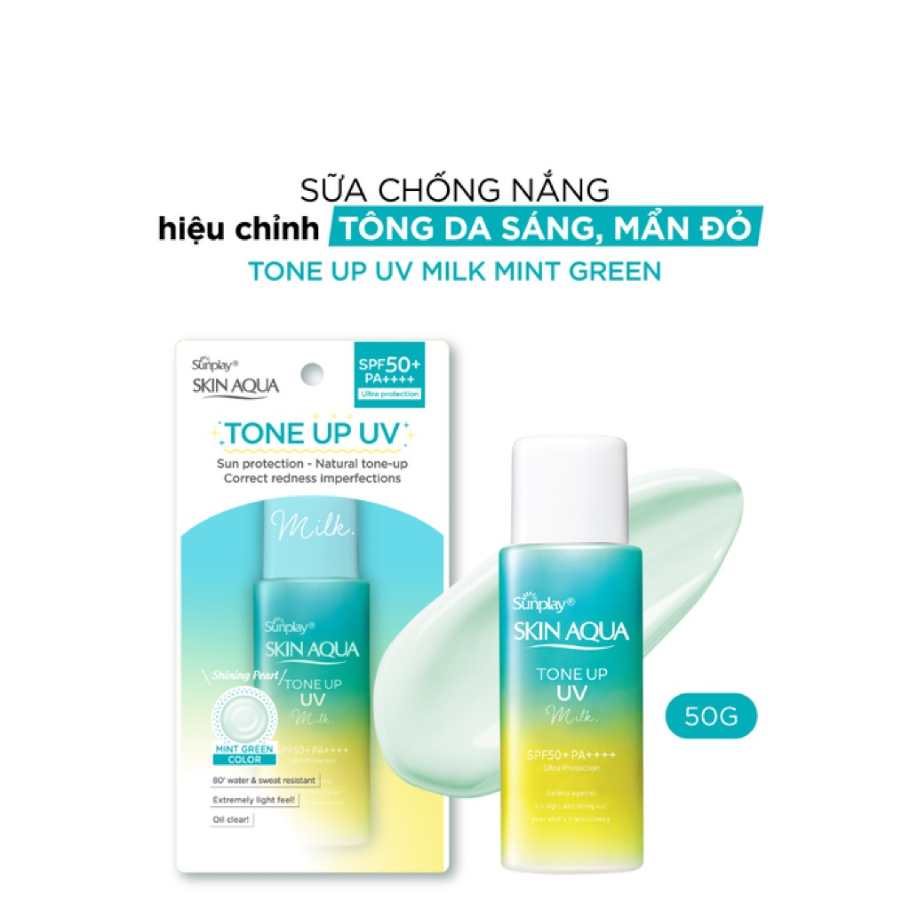 Chống nắng hiệu chỉnh sắc da Mint Green Sunplay Skin Aqua Tone Up UV Essence 50ml