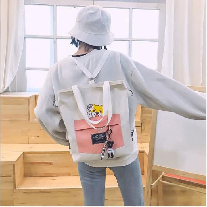 TÚI TOTE VẢI ĐEO CHÉO HAI KIỂU CHÓ CON