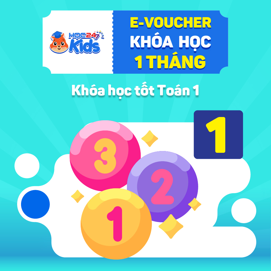 Toàn quốc [E-voucher] Combo khóa học Giỏi toàn diện Toán lớp 1 (1 tháng)  - App HOC247 Kids