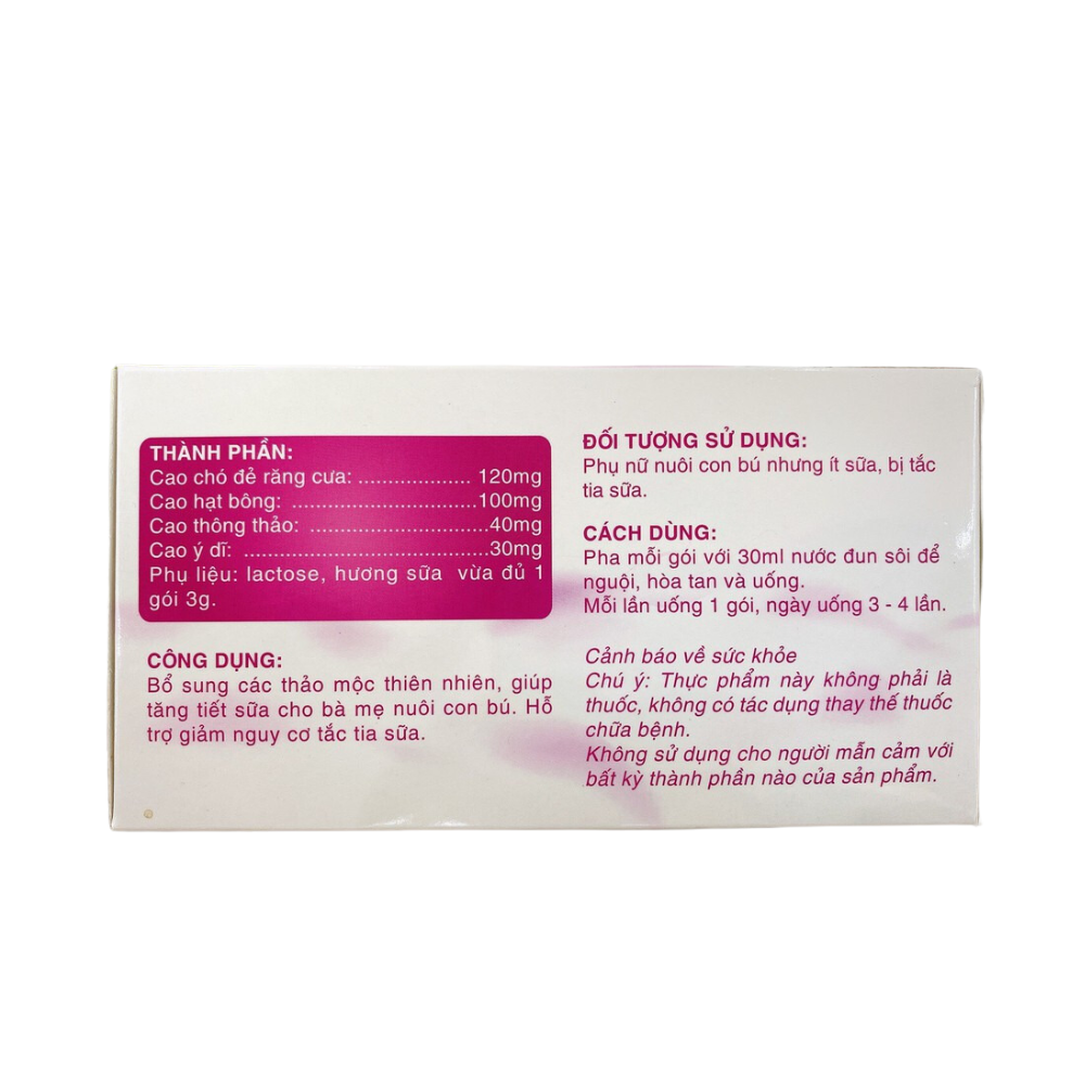Cốm lợi sữa hạt bông thông thảo - Hộp 30 gói