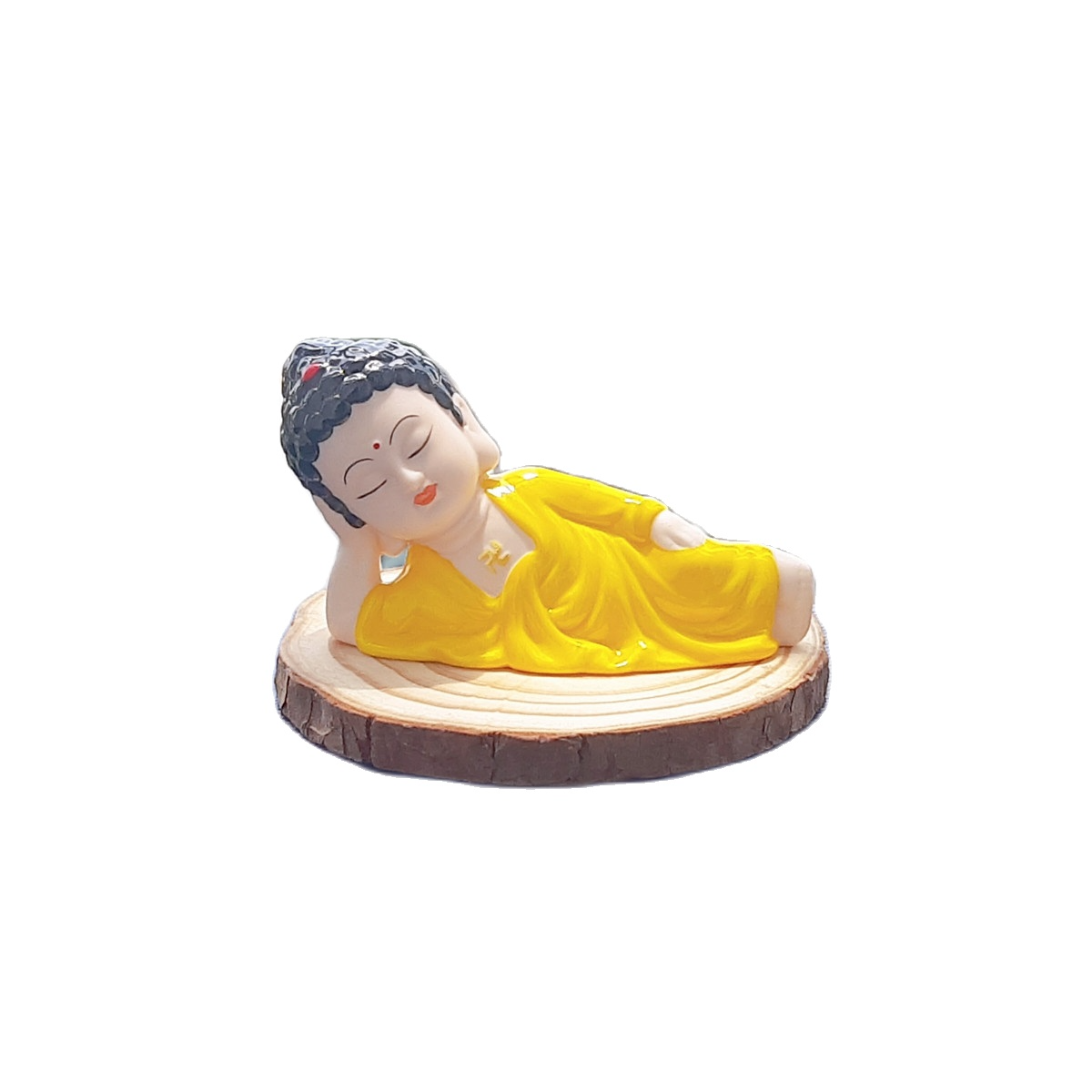 Tượng Phật thích ca nằm niết bàn trên đế gỗ