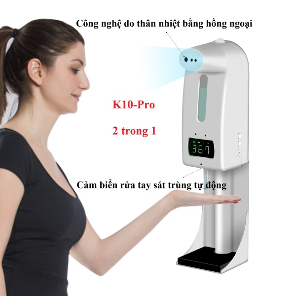 Nơi bán Máy đo thân nhiệt K10 pro tích hợp rửa tay tự động phun sương/nhả giọt mới nhất 2021 - Giải pháp phòng chống Covid