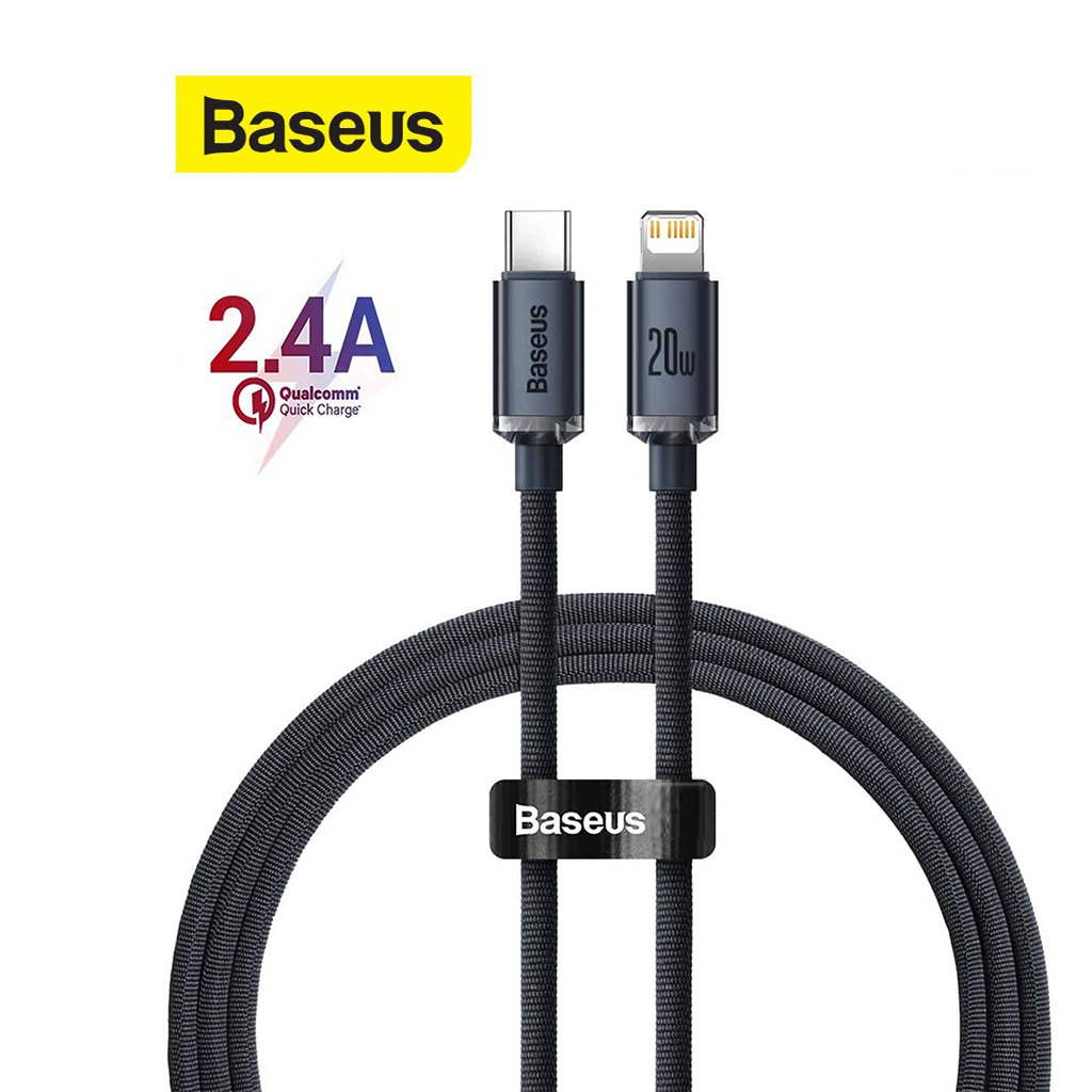 Cáp sạc PD20W Baseus Crystal Shine Type-C to Lightning dây dù cao cấp dài 120CM cho iPhone 11/12/13/14 ( Xám )