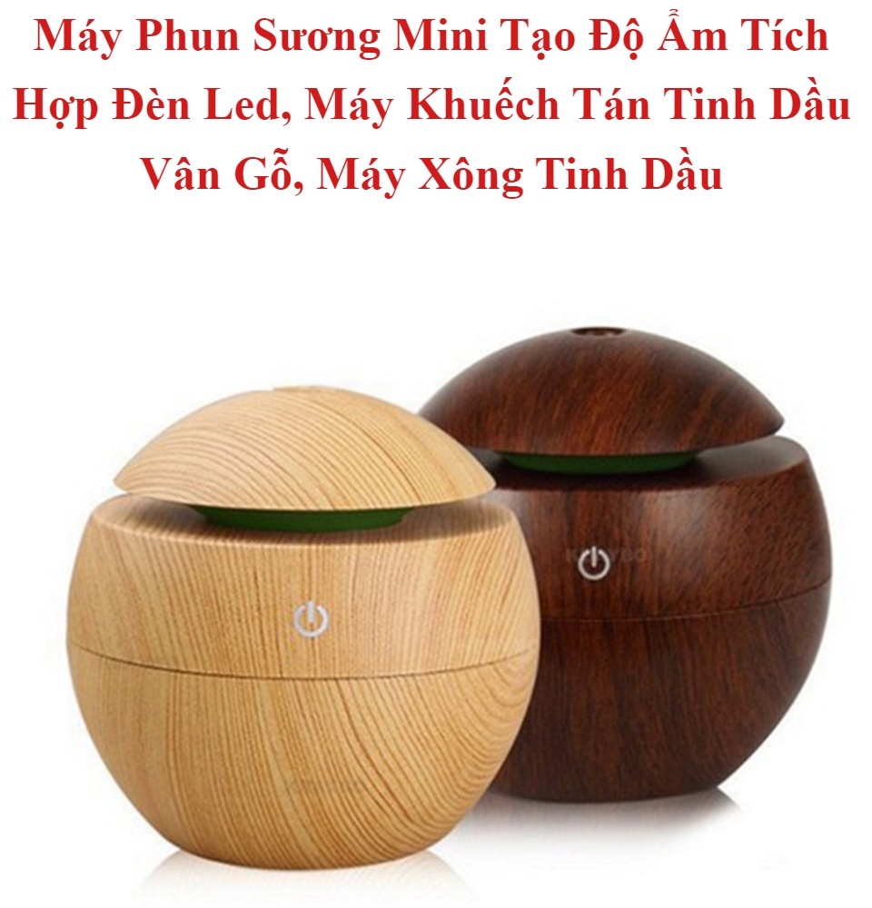 Máy Phun Sương Mini Tạo Độ Ẩm Tích Hợp Đèn Led Máy Khuếch Tán Tinh Dầu Vân Gỗ Máy Xông Tinh Dầu