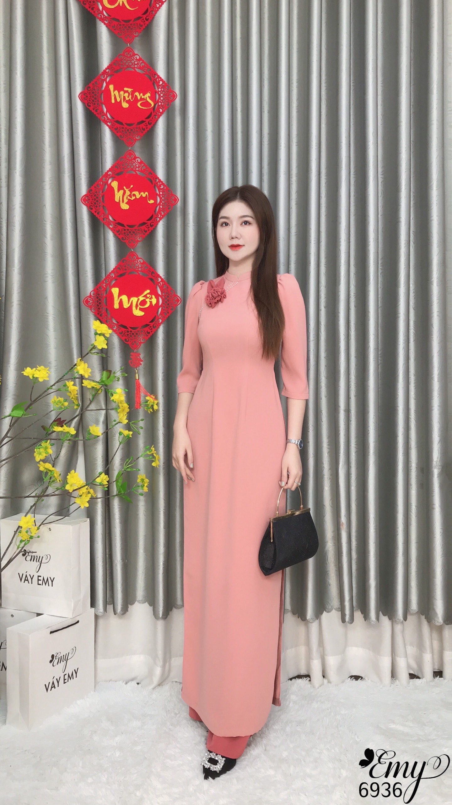 EMY EM6936 Sét Áo Dài Hồng