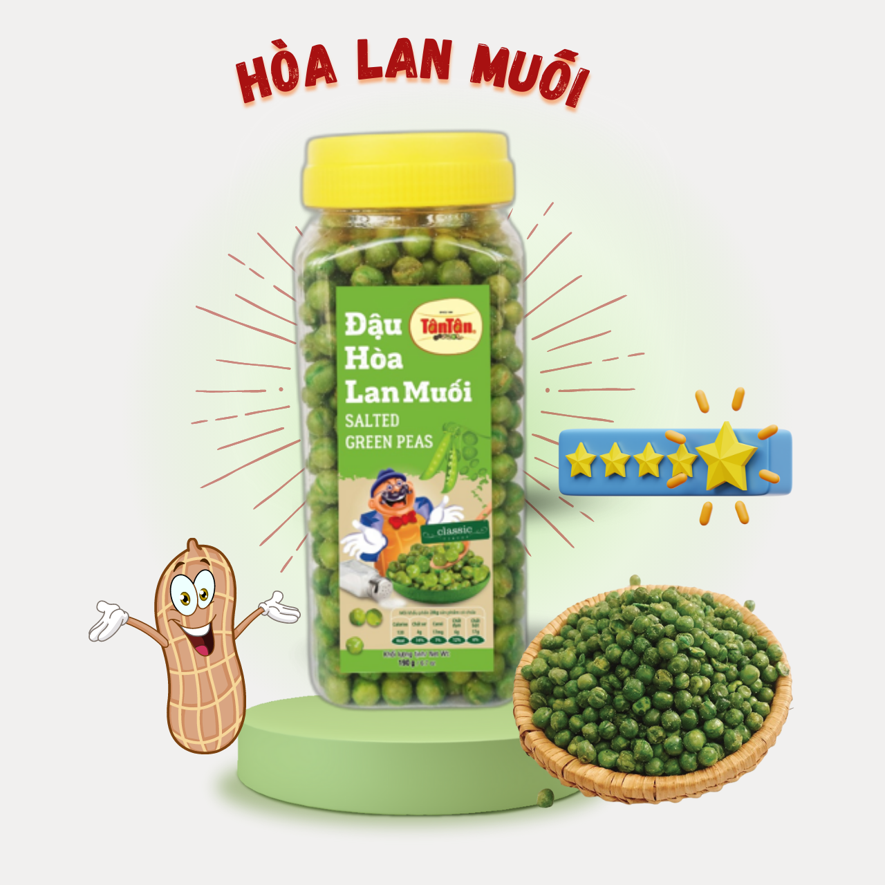Đậu Hòa Lan Muối Tân Tân (hũ 190g)