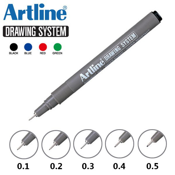 Bút liner đi nét chuyên nghiệp mực xanh dương artline drawing system nhật bản